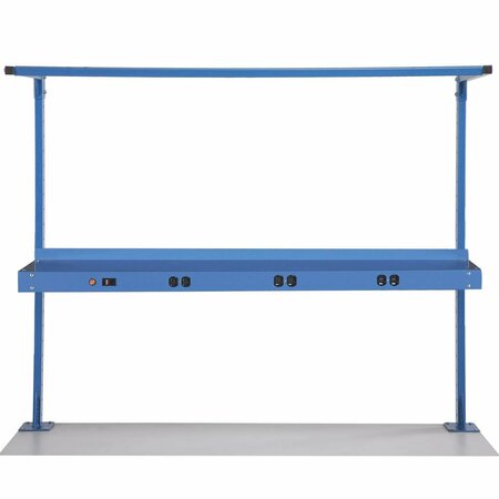 GLOBAL INDUSTRIAL Steel Shelf W/ 6 Single Outlets, 96inW x 12inD, Blue 249297ABL